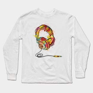 Colour Splash Headphones Long Sleeve T-Shirt